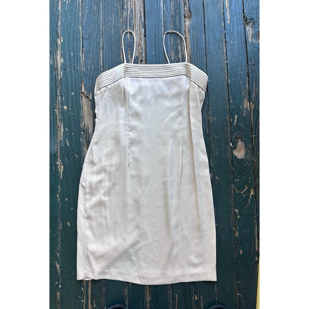 J. R. NITES by CALIENDO Empire DRESS Tan ‎ Sz 12 spaghetti Strapped Vtg